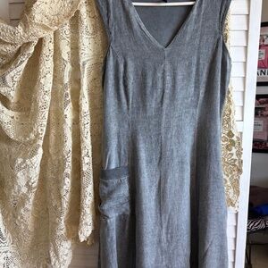 INZIO Italian Linen Denim Midi